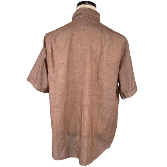 Vintage 60s Brown Short Sleeve Button-Up Shirt Size Small - Picture 3 of 8